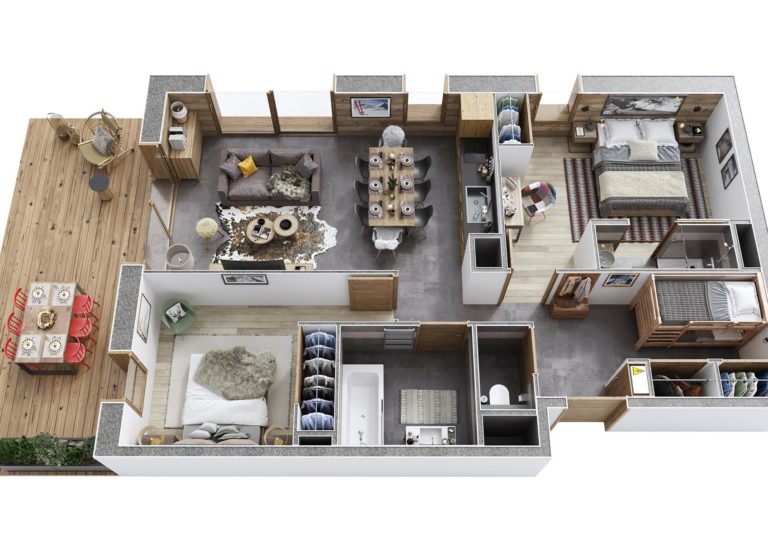 3 pièces + coin montagne - LES TERRASSES DE LA VANOISE B25 - ref CHA TER B25 - 12